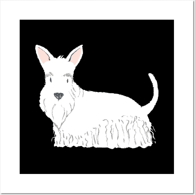 Scottish Terrier White - Scottish Terrier Wall Art by HarrietsDogGifts